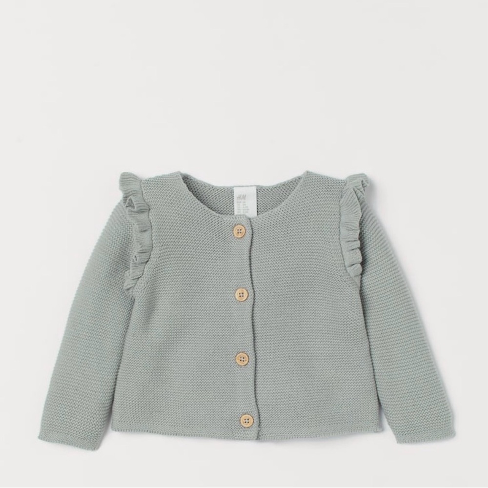 H&M Kids Sage Green Ruffle Cardigan